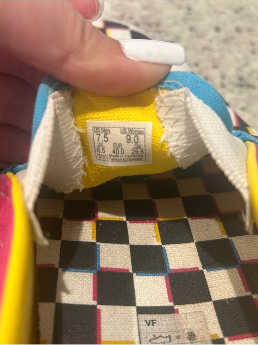 Vans Checkerboard Slip-On Sneakers - Black, Pink, Yellow, Blue - Picture 3 of 4